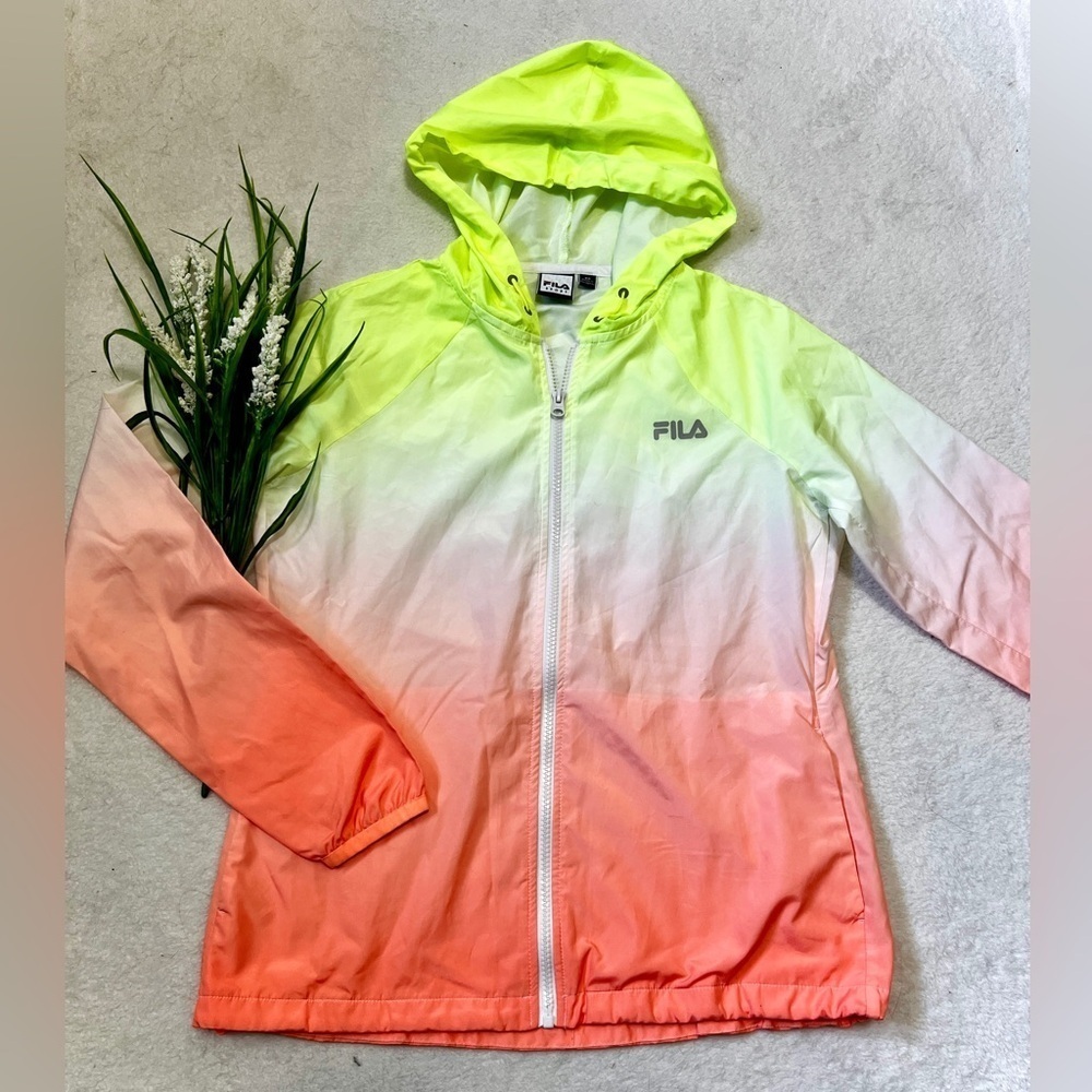 FILA Sport Neon Ombre Zip-Up Windbreaker Jacket - XS